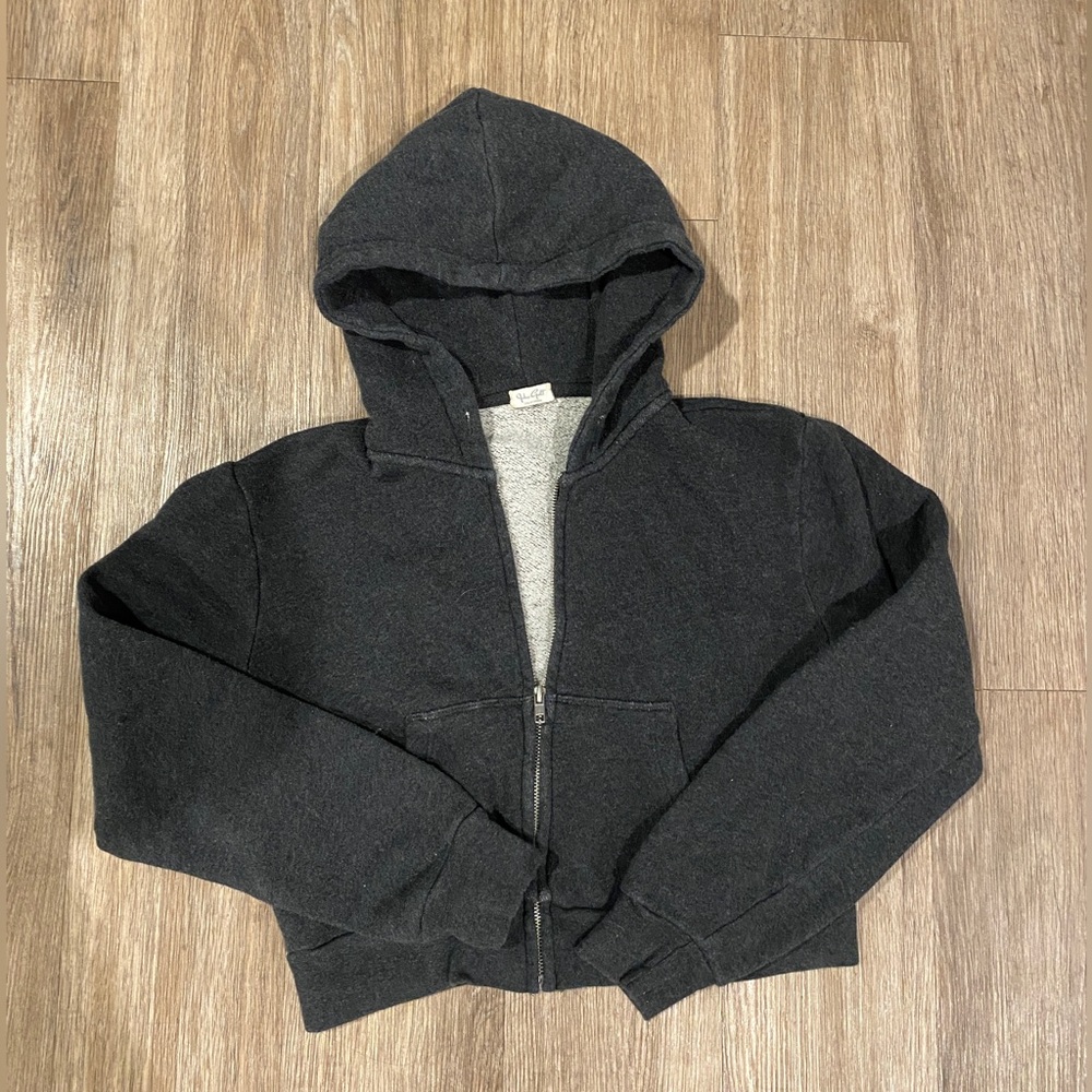Brandy cropped dark grey hoodie